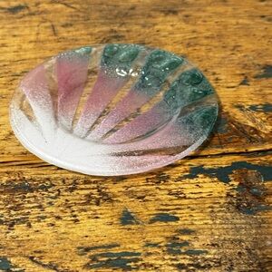 Elegant Pink and Green Fused Glass Dish